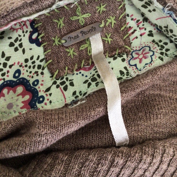 Free People Brown Cropped Cardigan Sweater w Hood - Picture 5 of 6